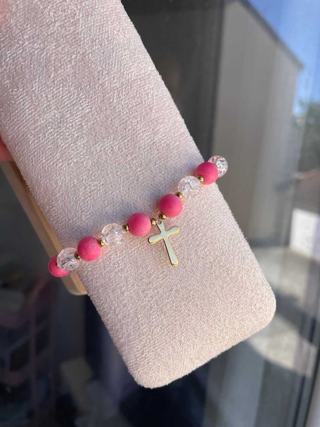 Bracelet rose et transparent