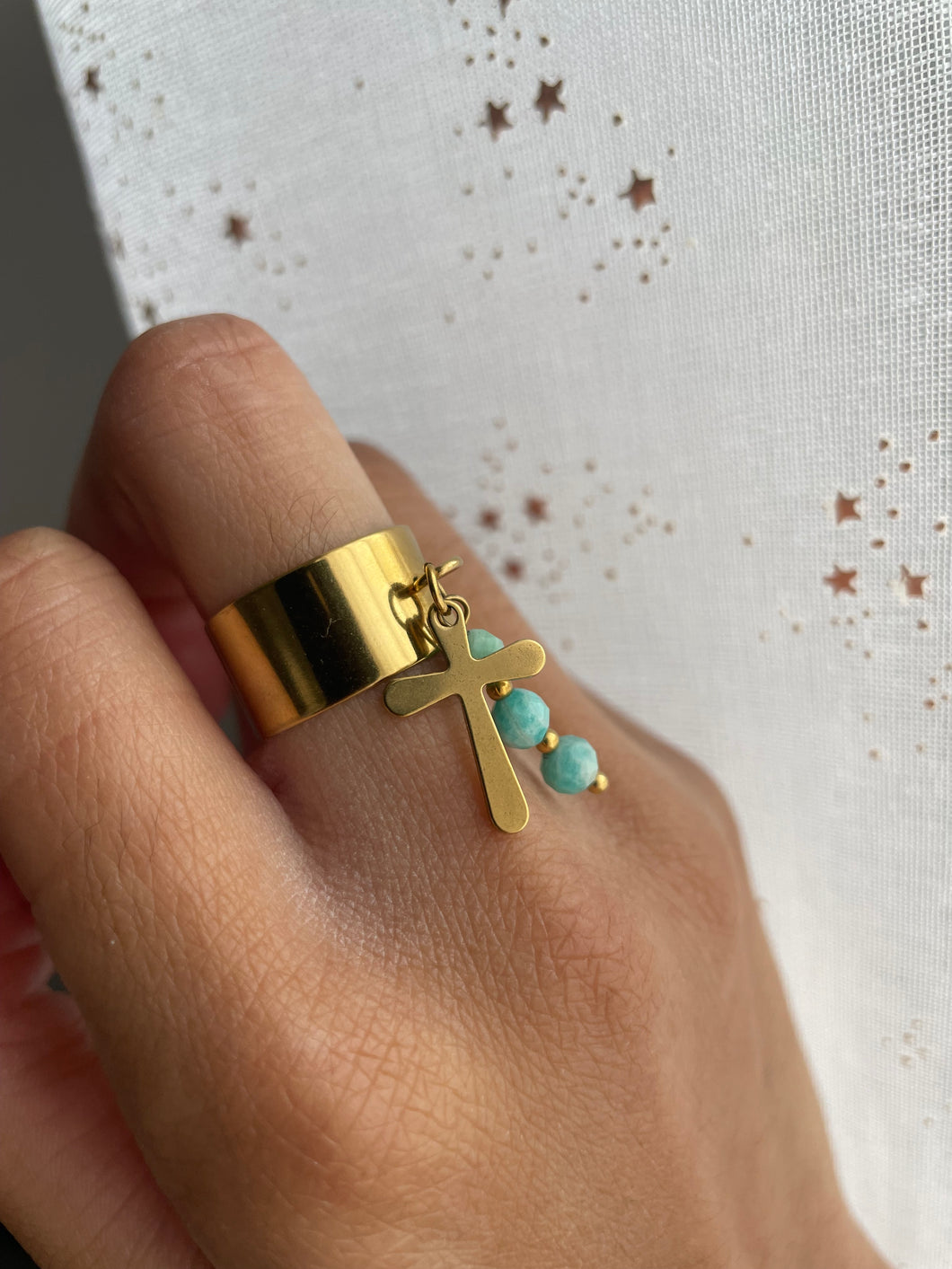Bague doré et turquoise